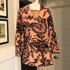 Odille pink and brown print pea coat